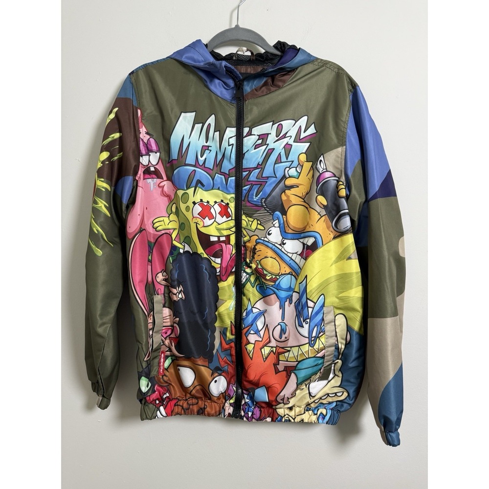 Members Only x Nickelodeon Sz S SpongeBob Rugrats Hey Arnold Windbreaker Zip